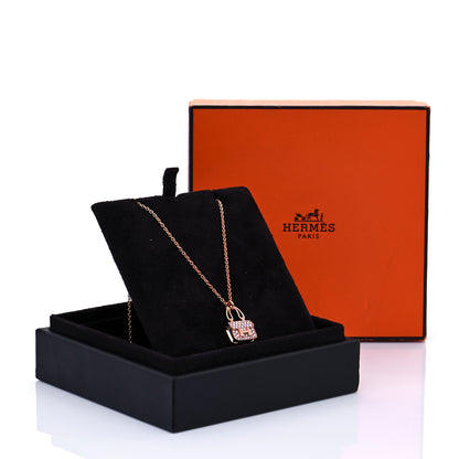 Hermes 18K Rose Gold Diamond Constance Amulettes Pendant Necklace 6 of 6