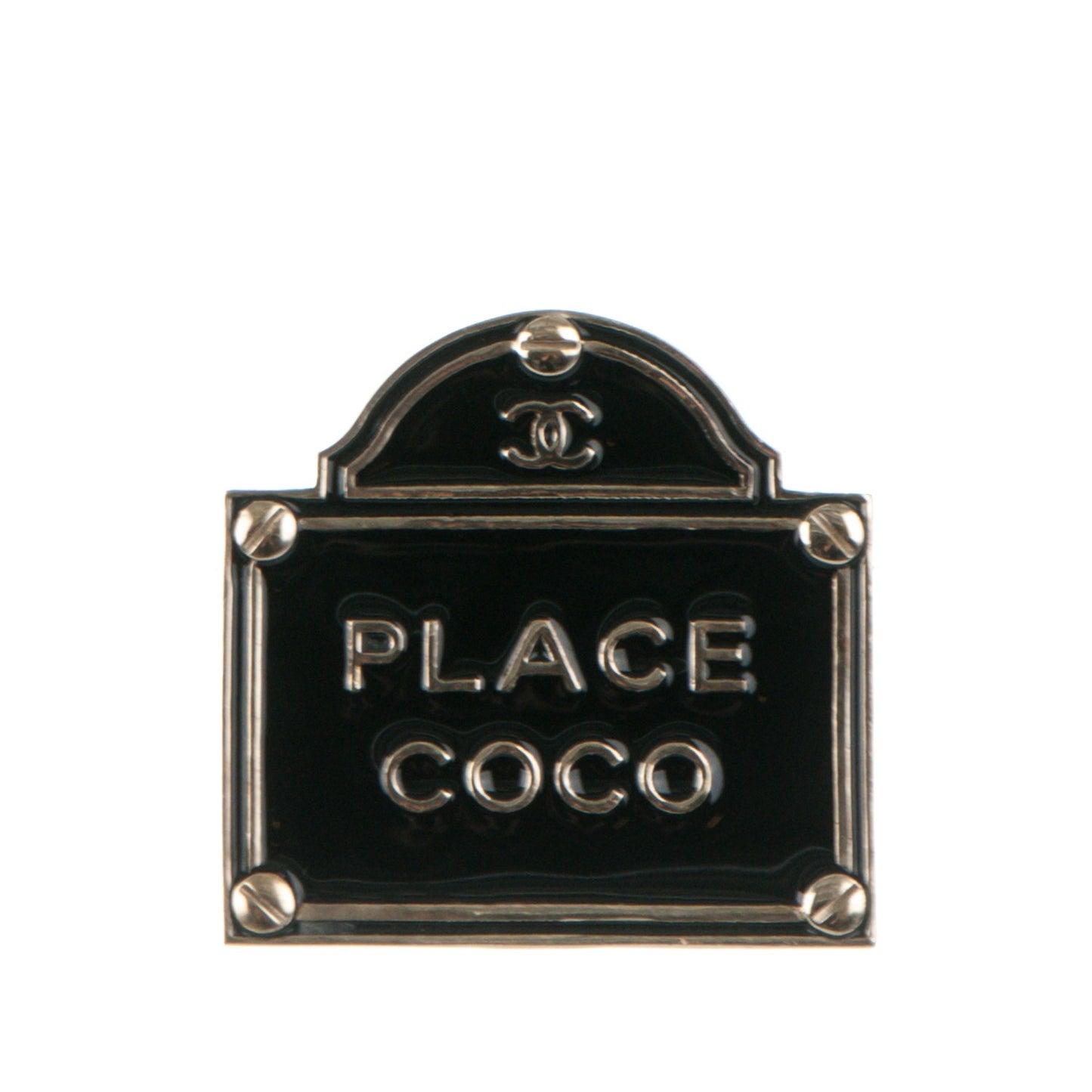 Enamel Place Coco Brooch Black Gold