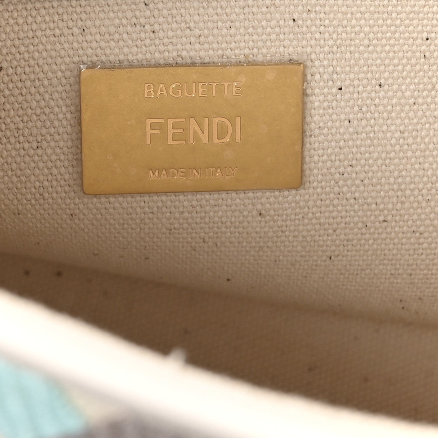 Fendi Canvas Vitello Seta FF Multicolor Embroidered Baguette Grezzo Multicolor Latte 6 of 10