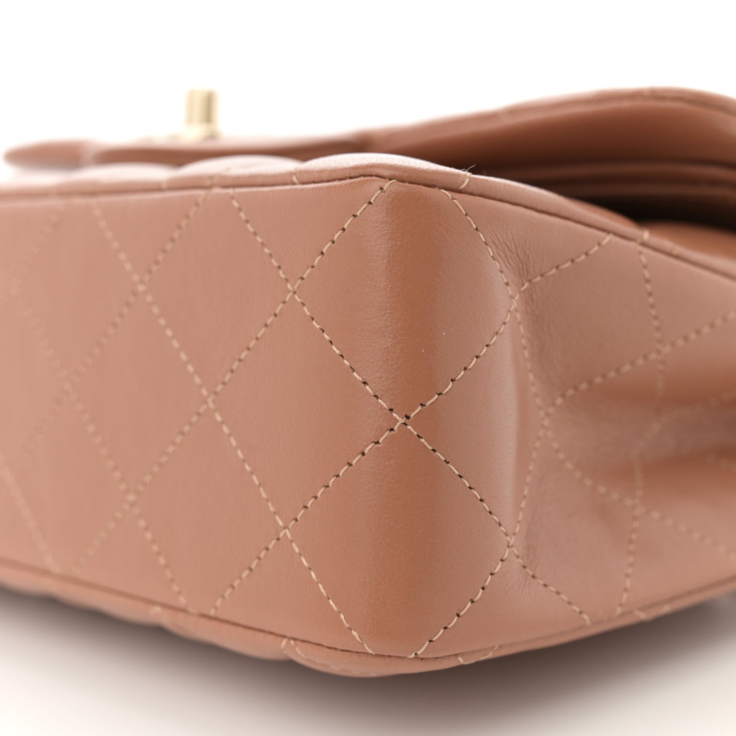 Lambskin Quilted Small Double Flap Brown