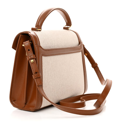 Saint Laurent Canvas Calfskin Mini Classic Monogram Cassandra Top Handle Tan Natural 3 of 11
