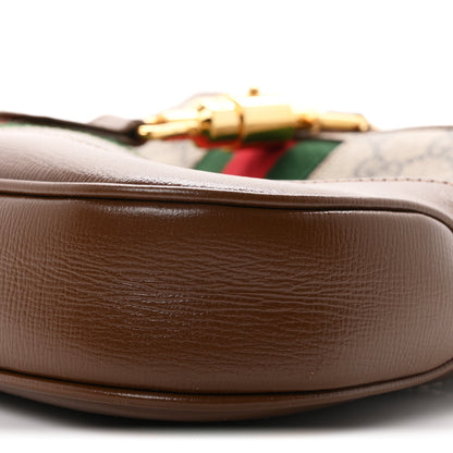 Gucci GG Supreme Monogram Azalea Calfskin Web Small Jackie 1961 Hobo Beige Ebony Brown Sugar 10 of 11