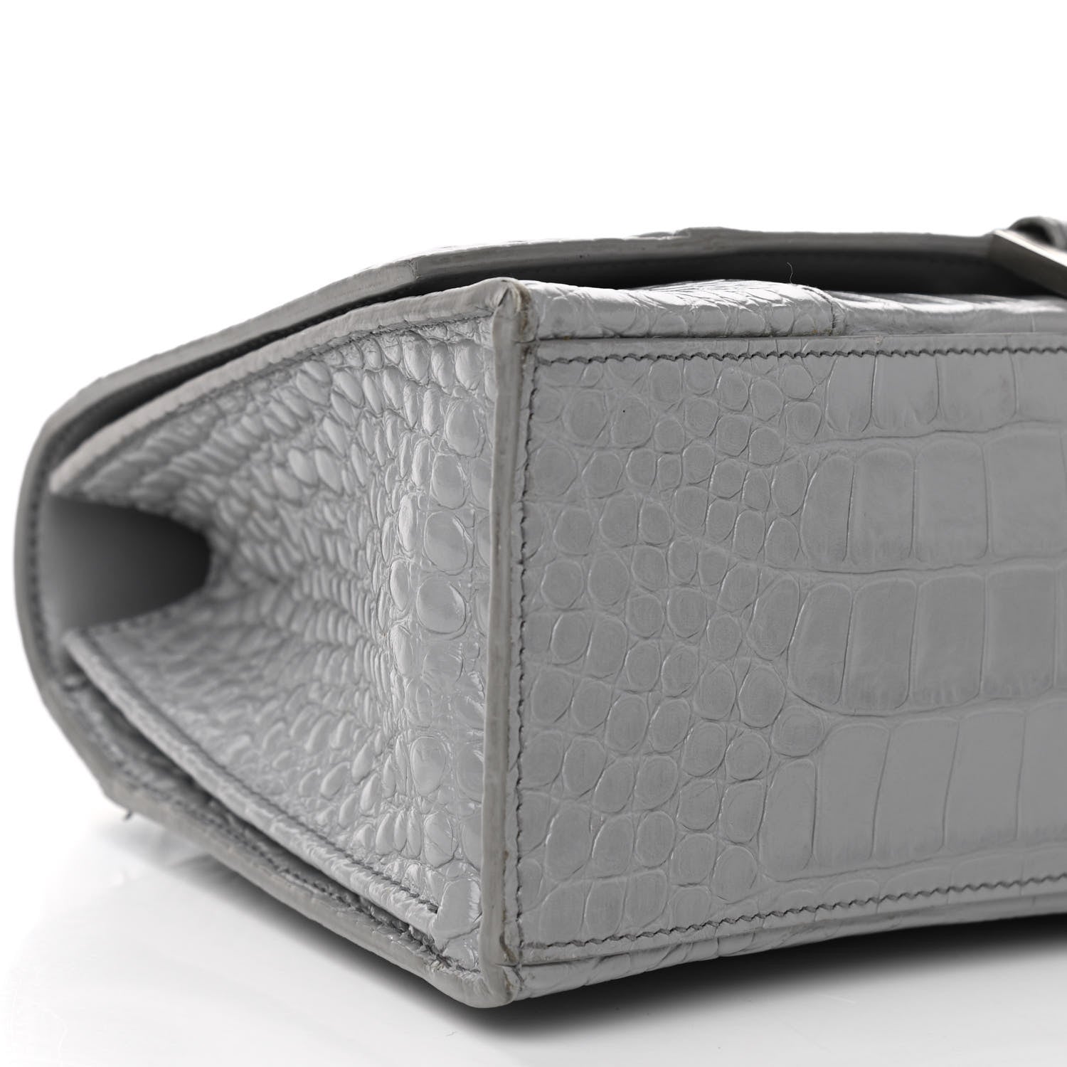 Balenciaga Shiny Calfskin Crocodile Embossed Medium Hourglass Top Handle Bag Balenciaga Grey 8 of 17