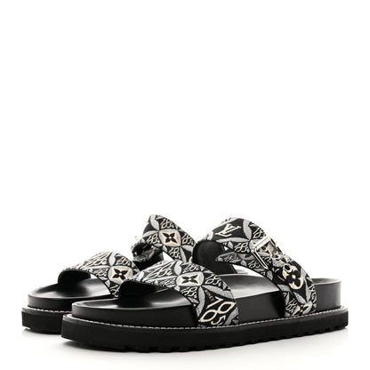 Louis Vuitton Jacquard Since 1854 Paseo Flat Comfort Sandals 40 Grey 3 of 8