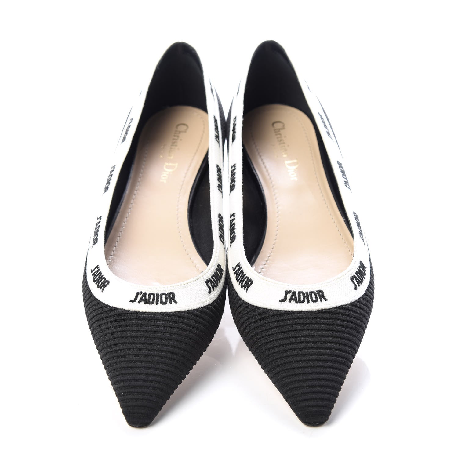 Christian Dior Fabric Ribbon Embroidered J'Adior Ballet Flats 38.5 Black 5 of 11