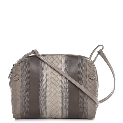 Bottega Veneta Nappa Intrecciato Striped Nodini Crossbody Messenger Fume Steel 1 of 7