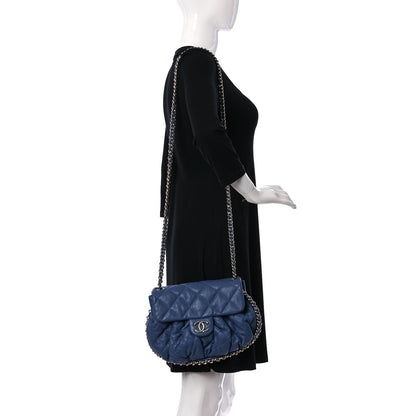 Chanel Washed Lambskin Quilted Medium Chain Around Flap Blue 2 of 9