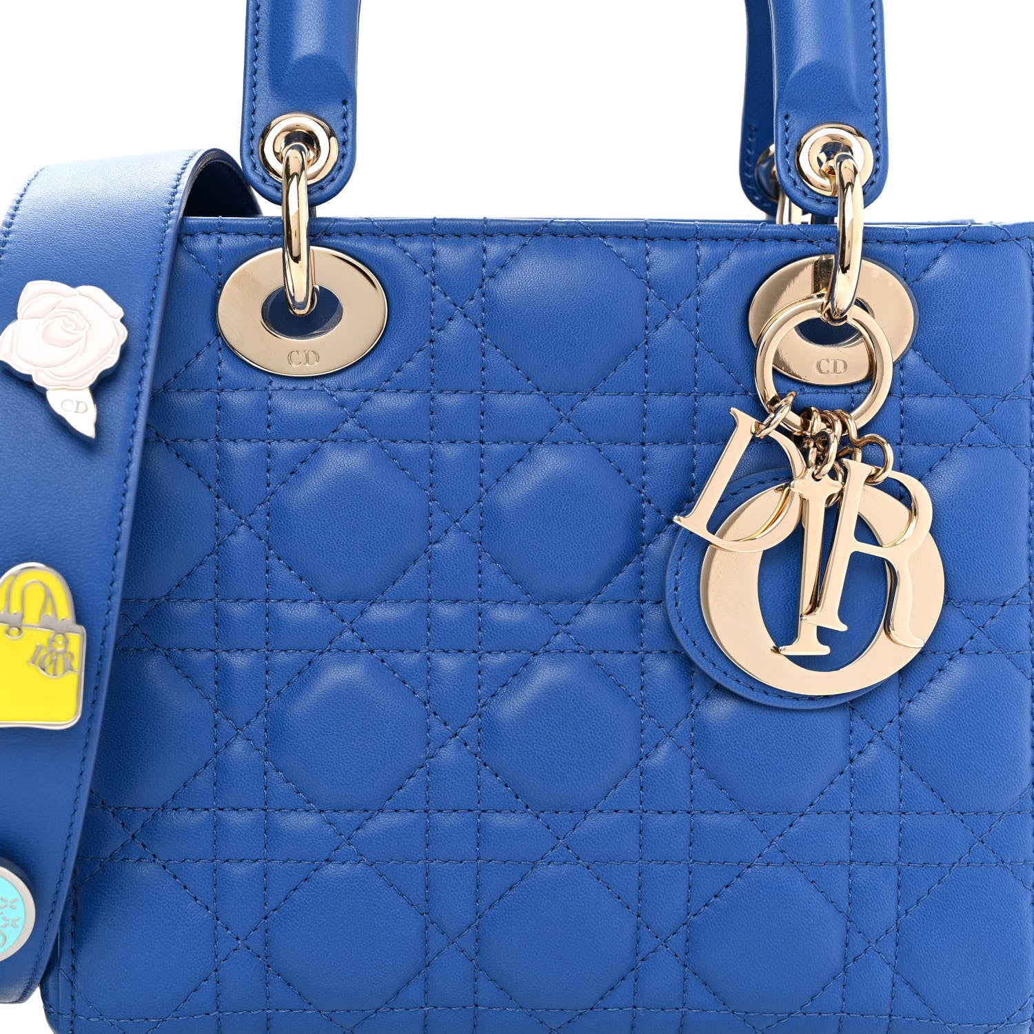 Christian Dior Lambskin Cannage Small Lucky Badges My Lady Dior Blue 7 of 10