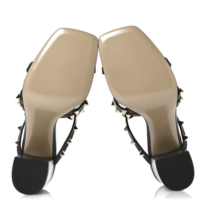 Valentino Garavani Nappa Rockstud Criss Cross Block Heel 100mm Sandals 37 Black 6 of 8