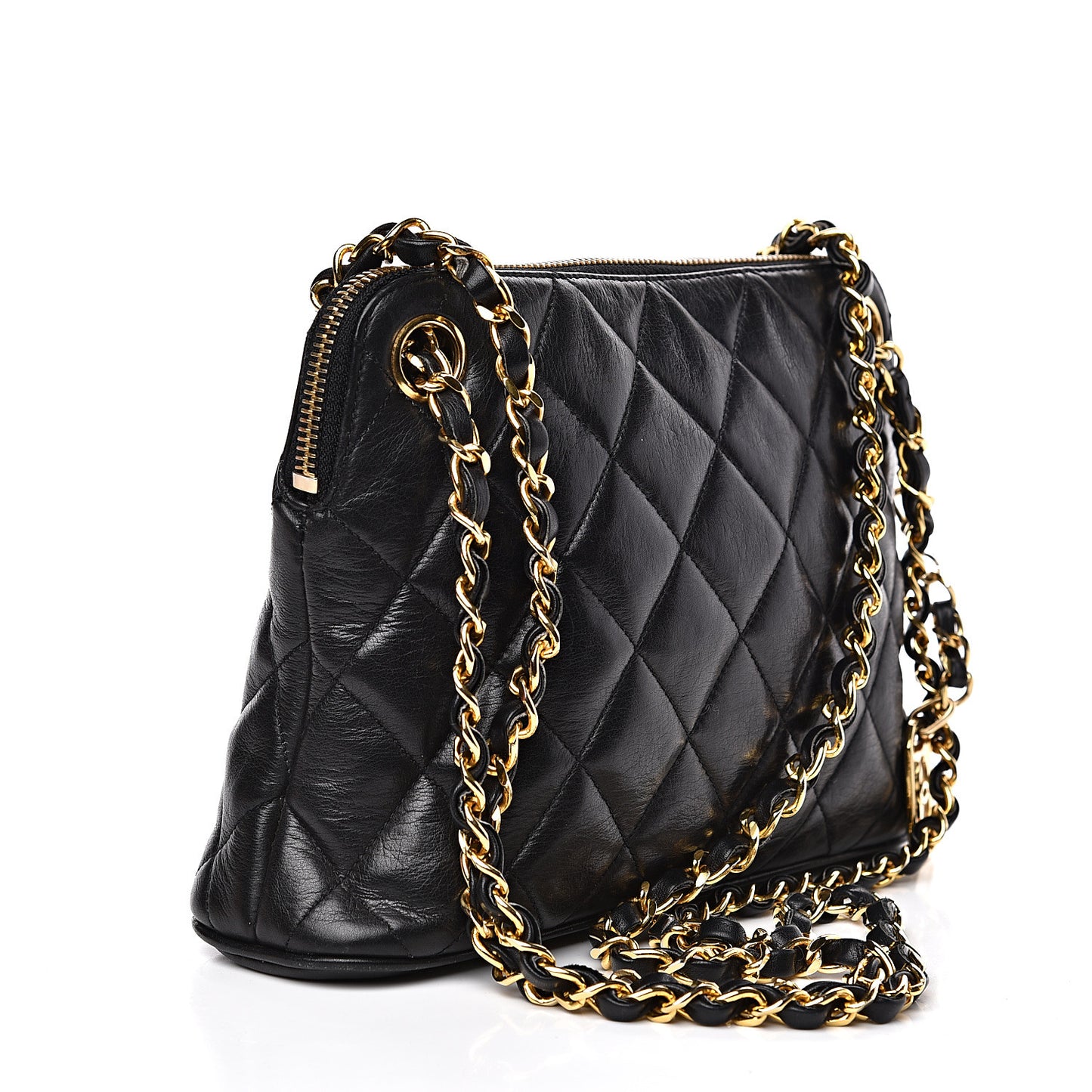 Calfskin Quilted Small Shoulder Bag Black