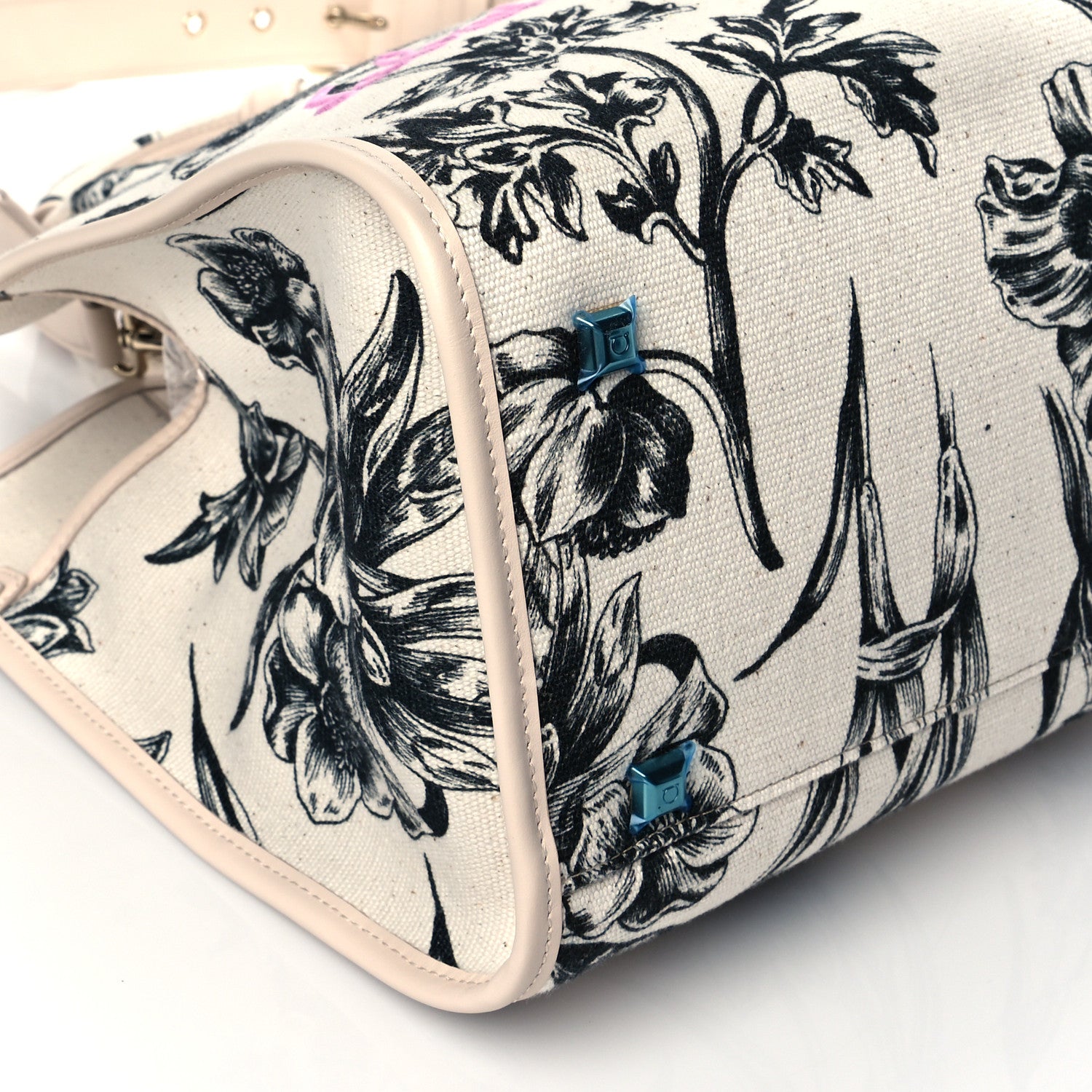 Salvatore Ferragamo Canvas Floral Palm Beach The Studio Bag White 8 of 9