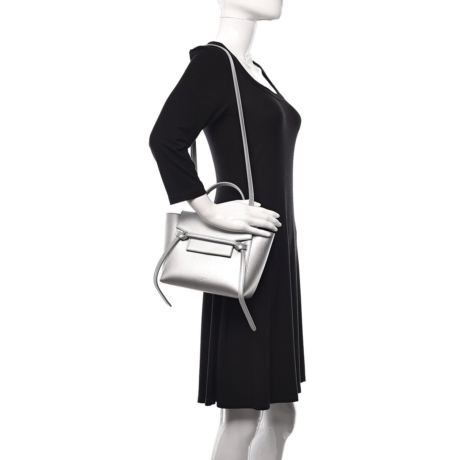 Celine Laminated Calfskin Nano Belt Bag Silver 2 of 11