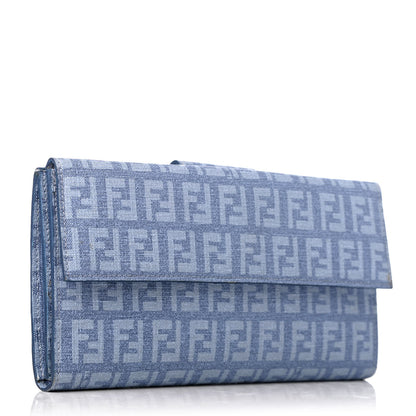 Fendi Zucchino Spalmati Forever Continental Wallet Celeste 3 of 9