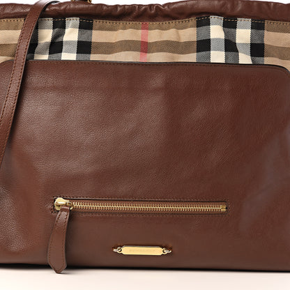 Burberry Soft Calfskin House Check Big Crush Tote Brown Ochre 10 of 10