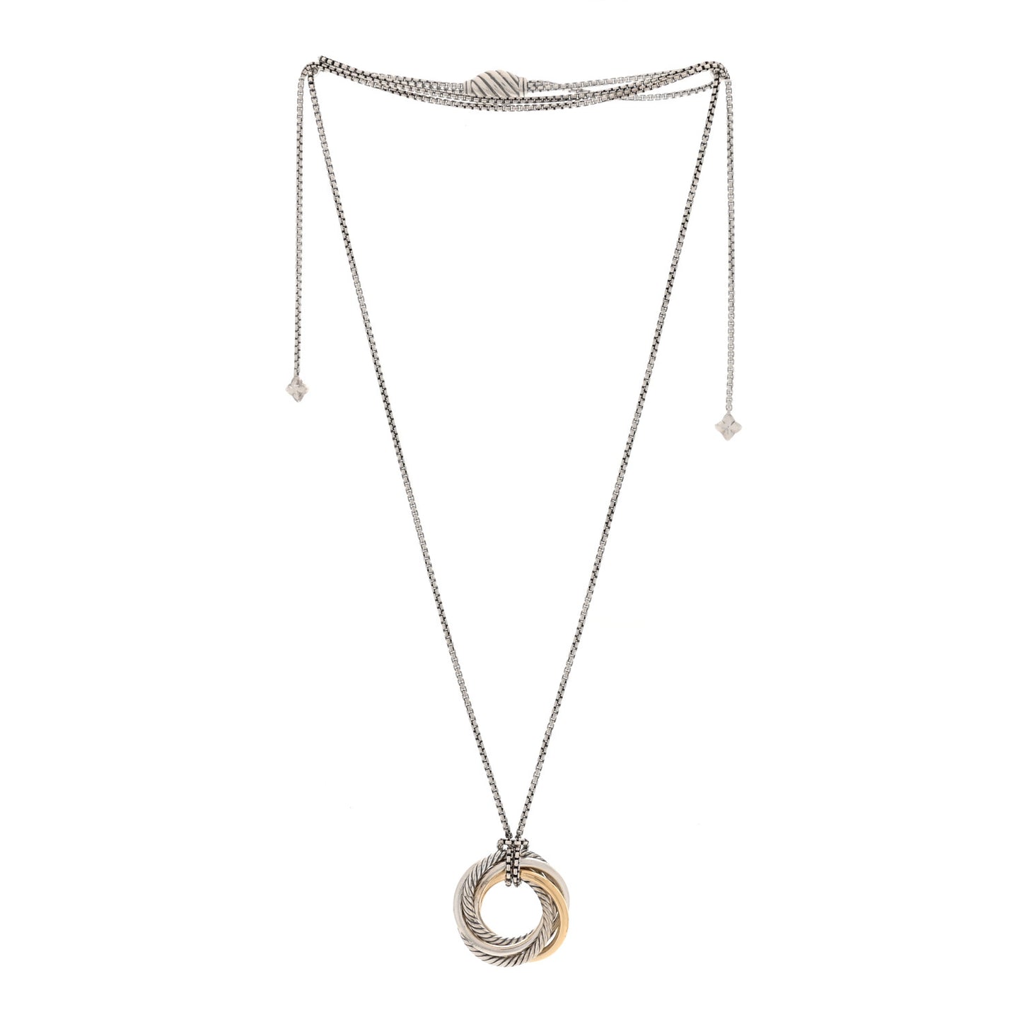 Sterling Silver 14K Yellow Gold 28mm Crossover Pendant Necklace