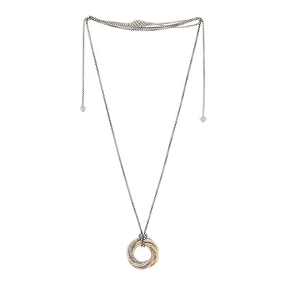 David Yurman Sterling Silver 14K Yellow Gold 28mm Crossover Pendant Necklace 3 of 4
