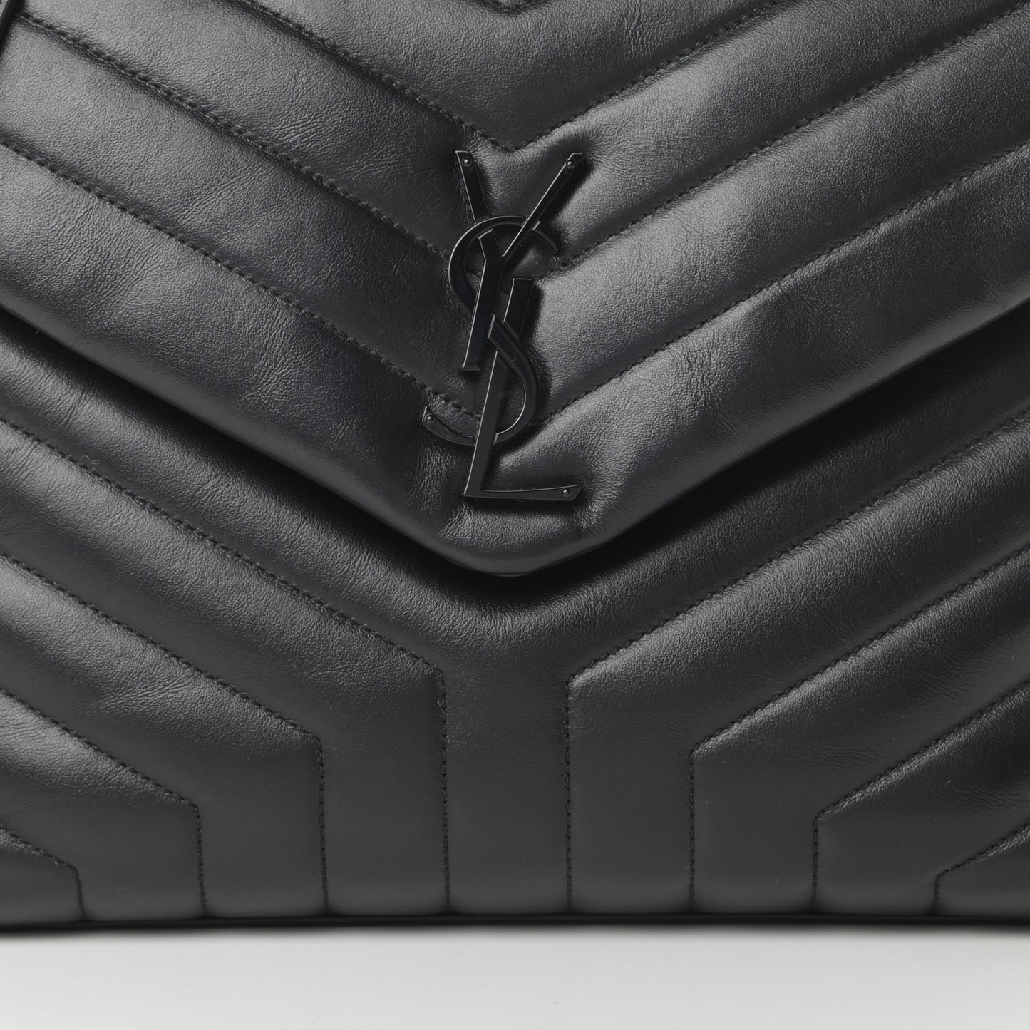 Calfskin Y Quilted Monogram Medium Loulou Chain Satchel Black