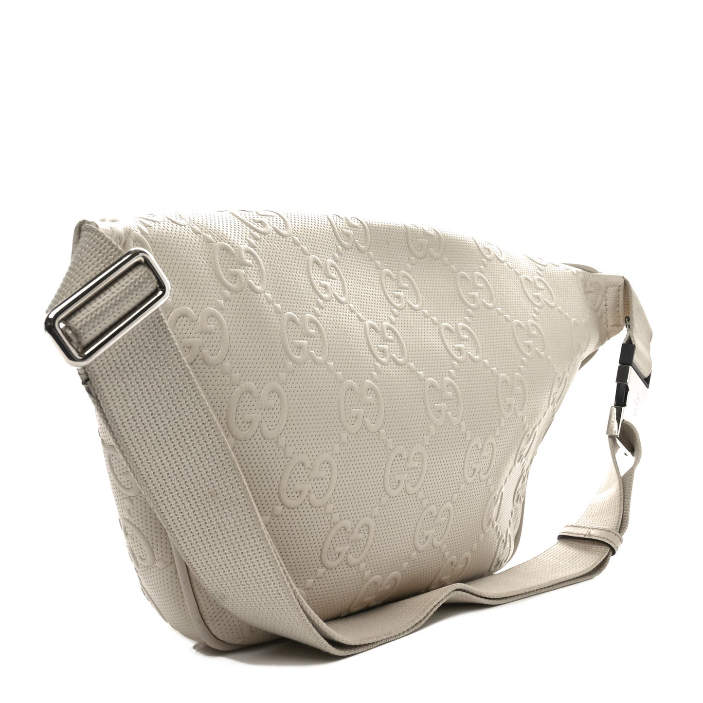 Calfskin GG Tennis Embossed Pocket Belt Bag Mystic White