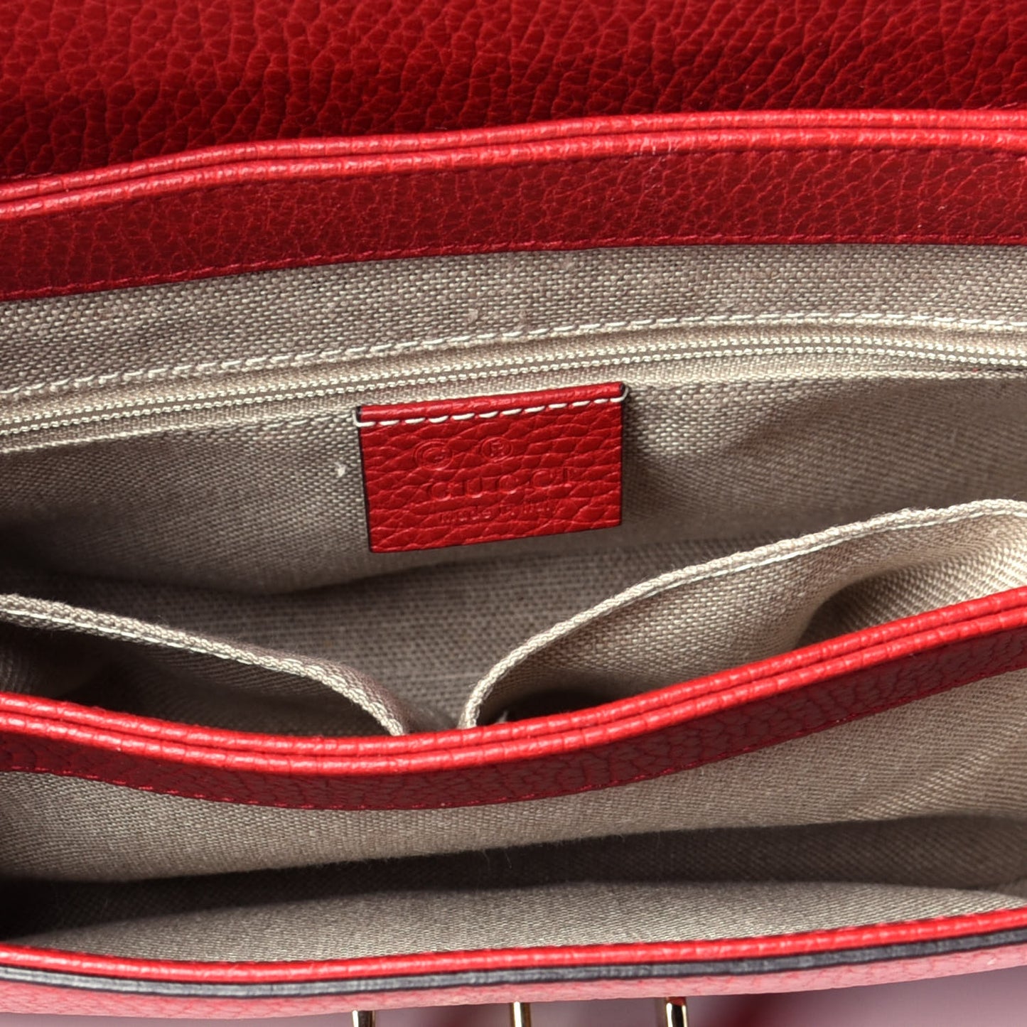 Dollar Calfskin Interlocking G Top Handle Shoulder Bag Red