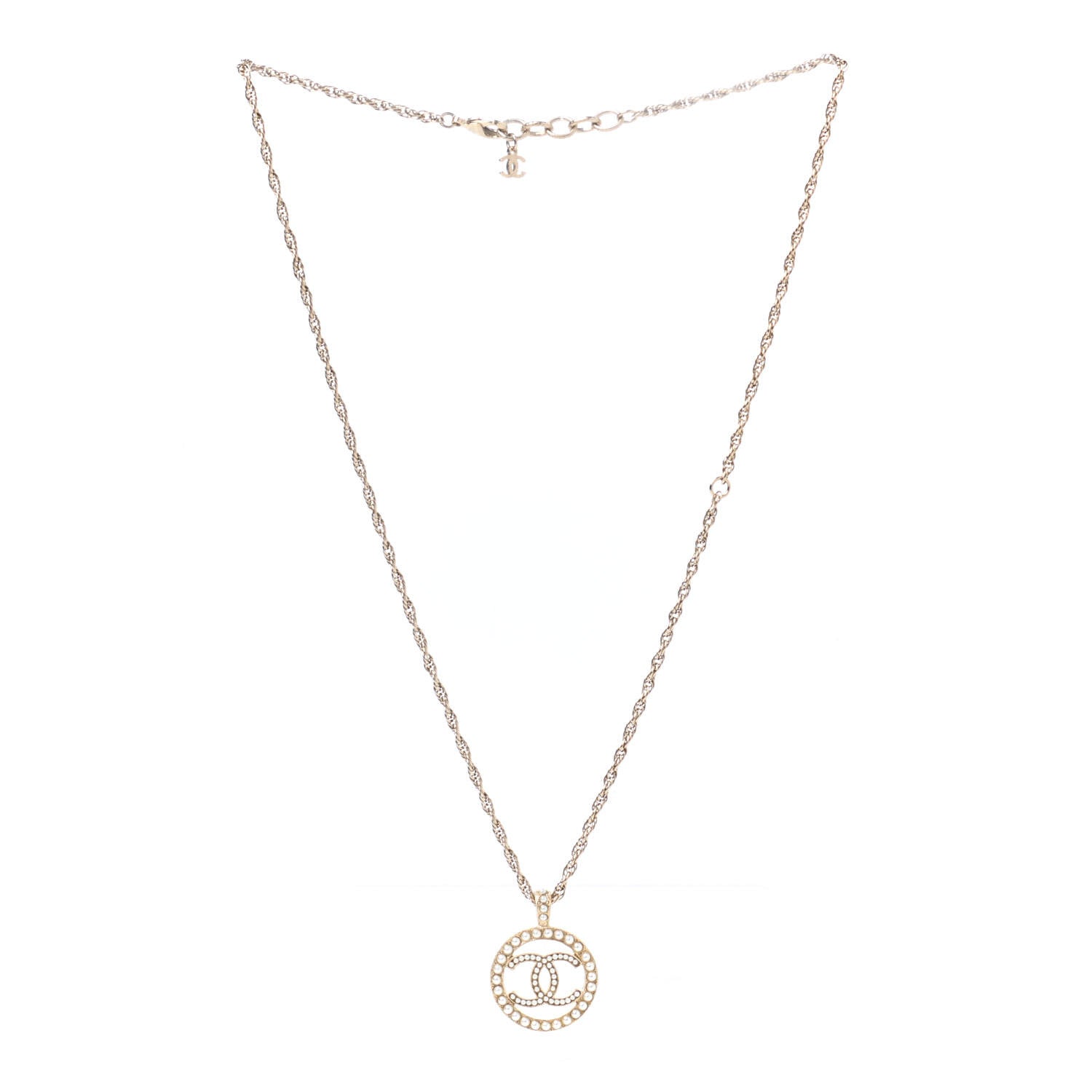 Chanel Pearl CC Round Pendant Necklace Gold 3 of 6