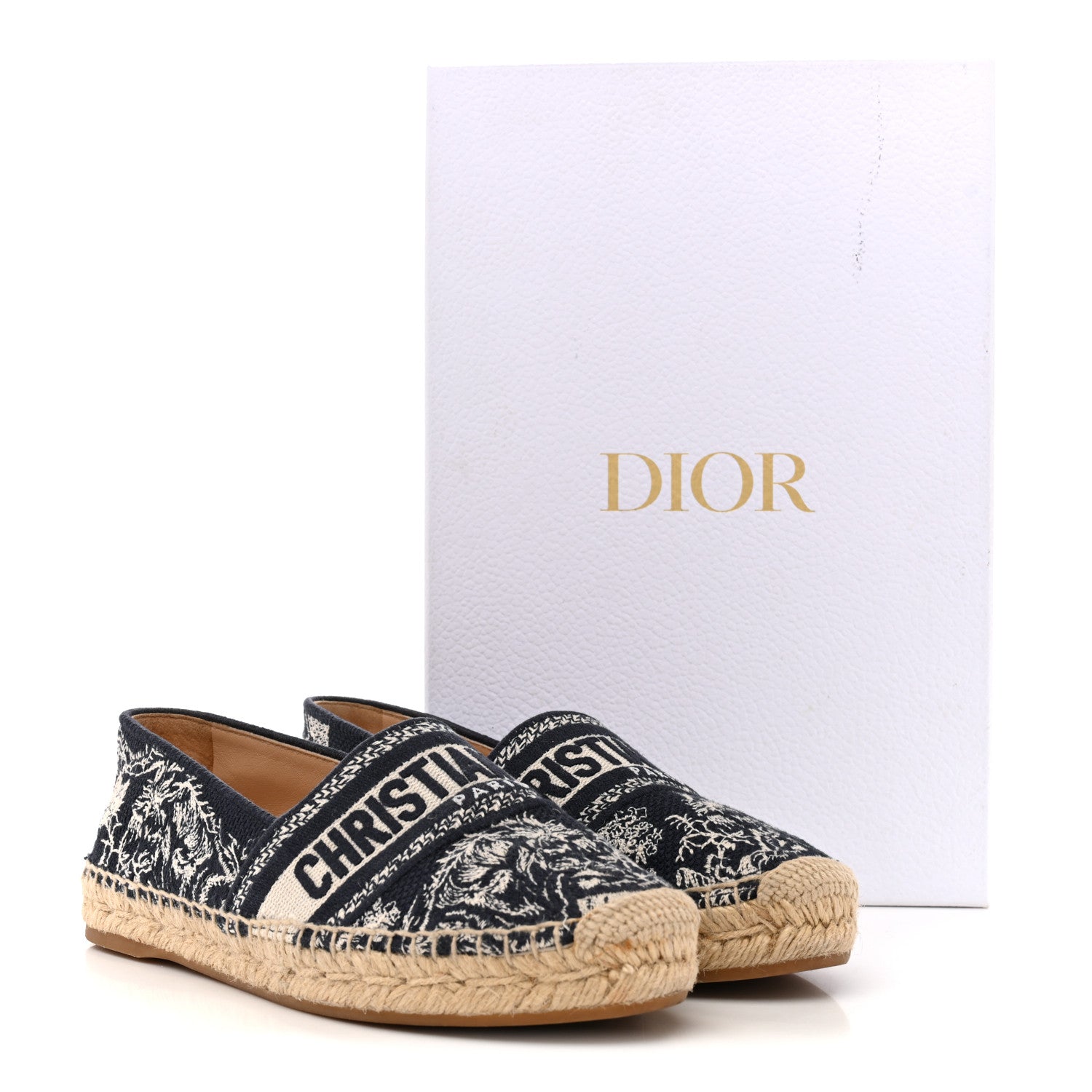 Christian Dior Embroidered Toile De Jouy Granville Espadrille 36