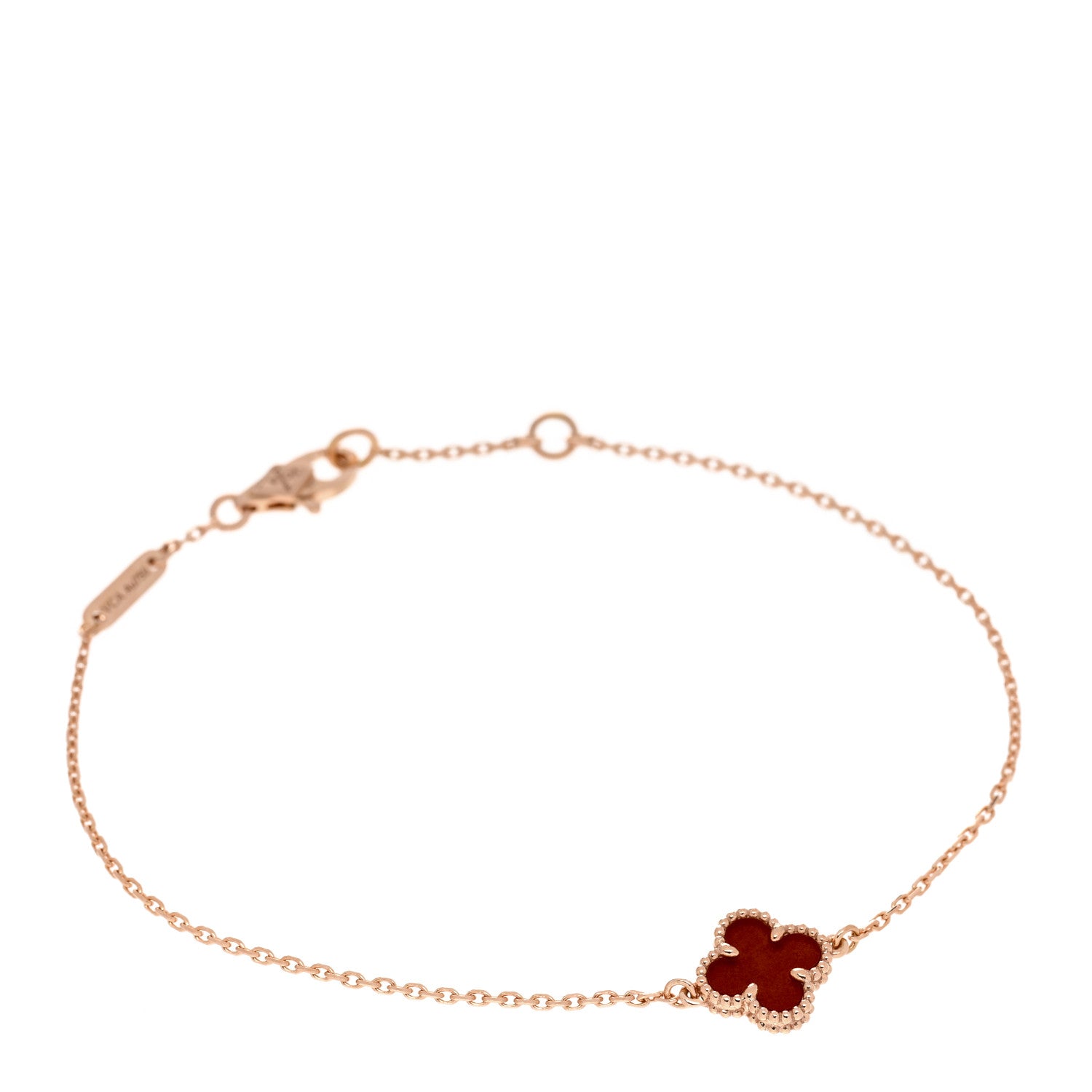 Van Cleef & Arpels 18K Rose Gold Carnelian Sweet Alhambra Bracelet 1 of 5
