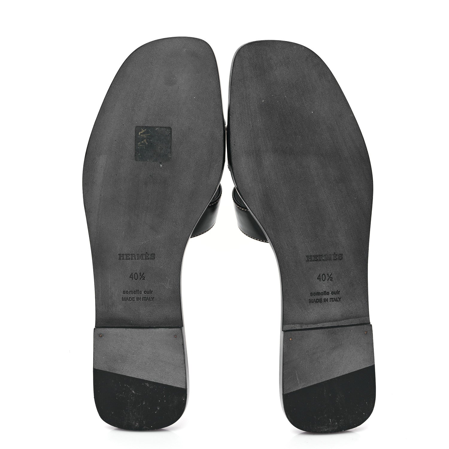 Hermes Box Calfskin Oran Sandals 40.5 Black 5 of 9