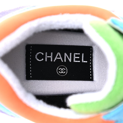 Chanel Fabric Calfskin Suede CC Womens Sneakers 38 White Multicolor 7 of 8