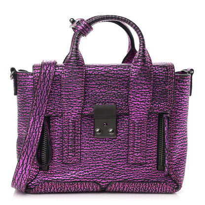 3.1 Phillip Lim Metallic Textured Calfskin Mini Pashli Satchel Purple 1 of 12
