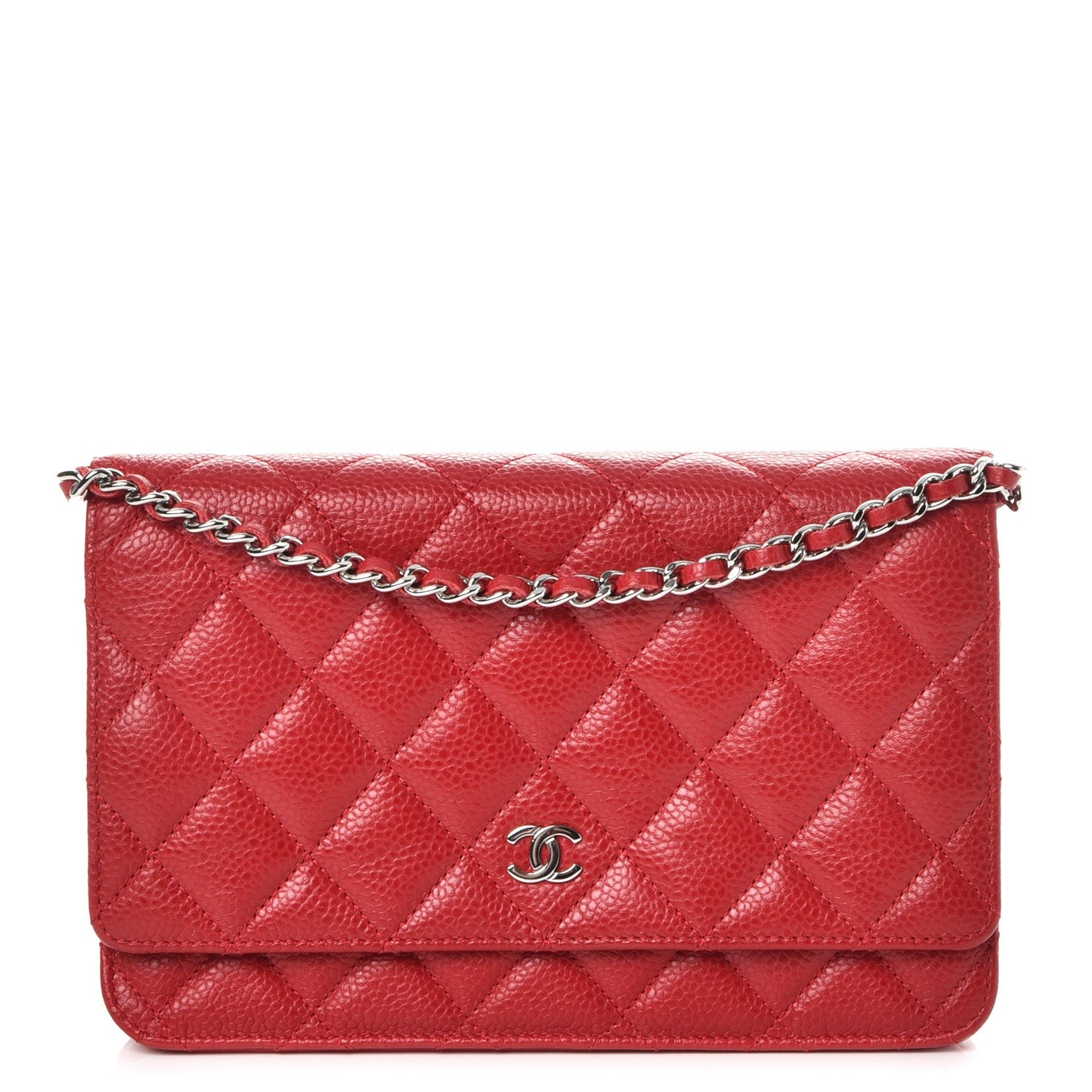 Caviar Quilted Wallet On Chain WOC Red