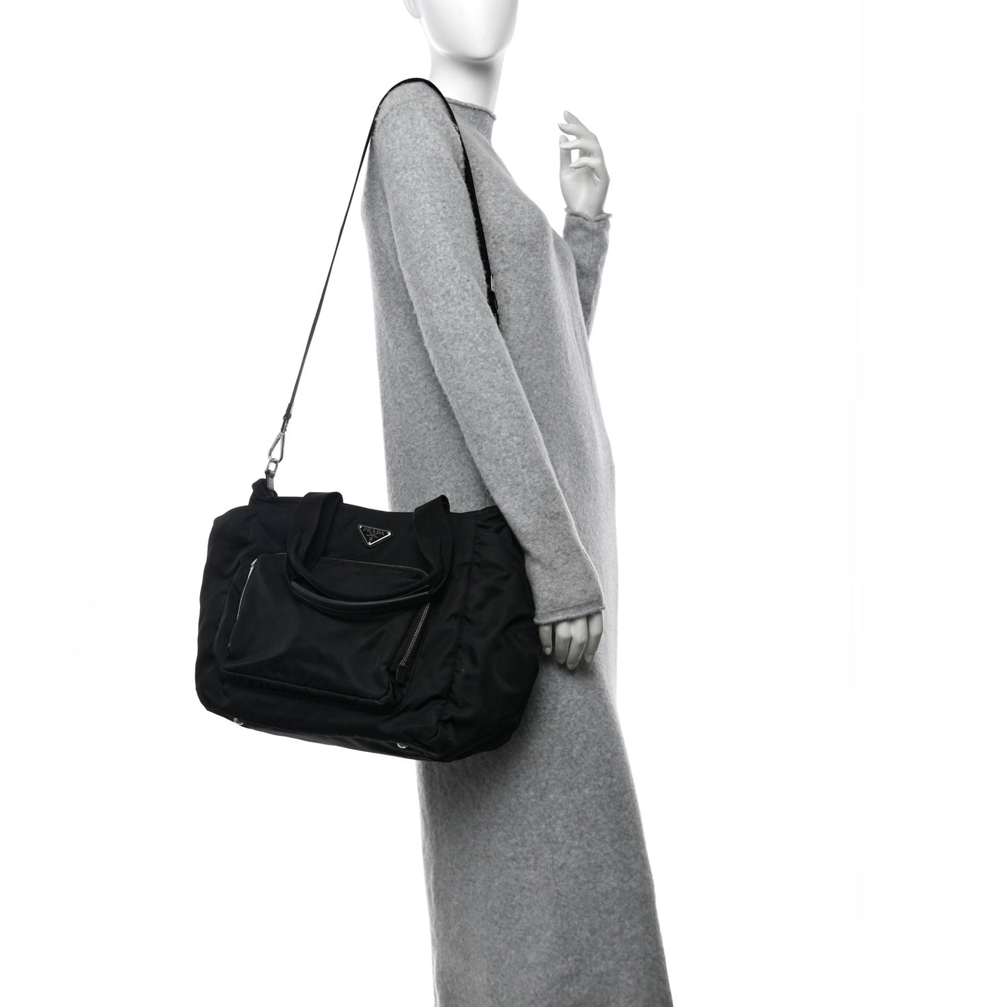 Tessuto Nylon Vela Diaper Bag Black