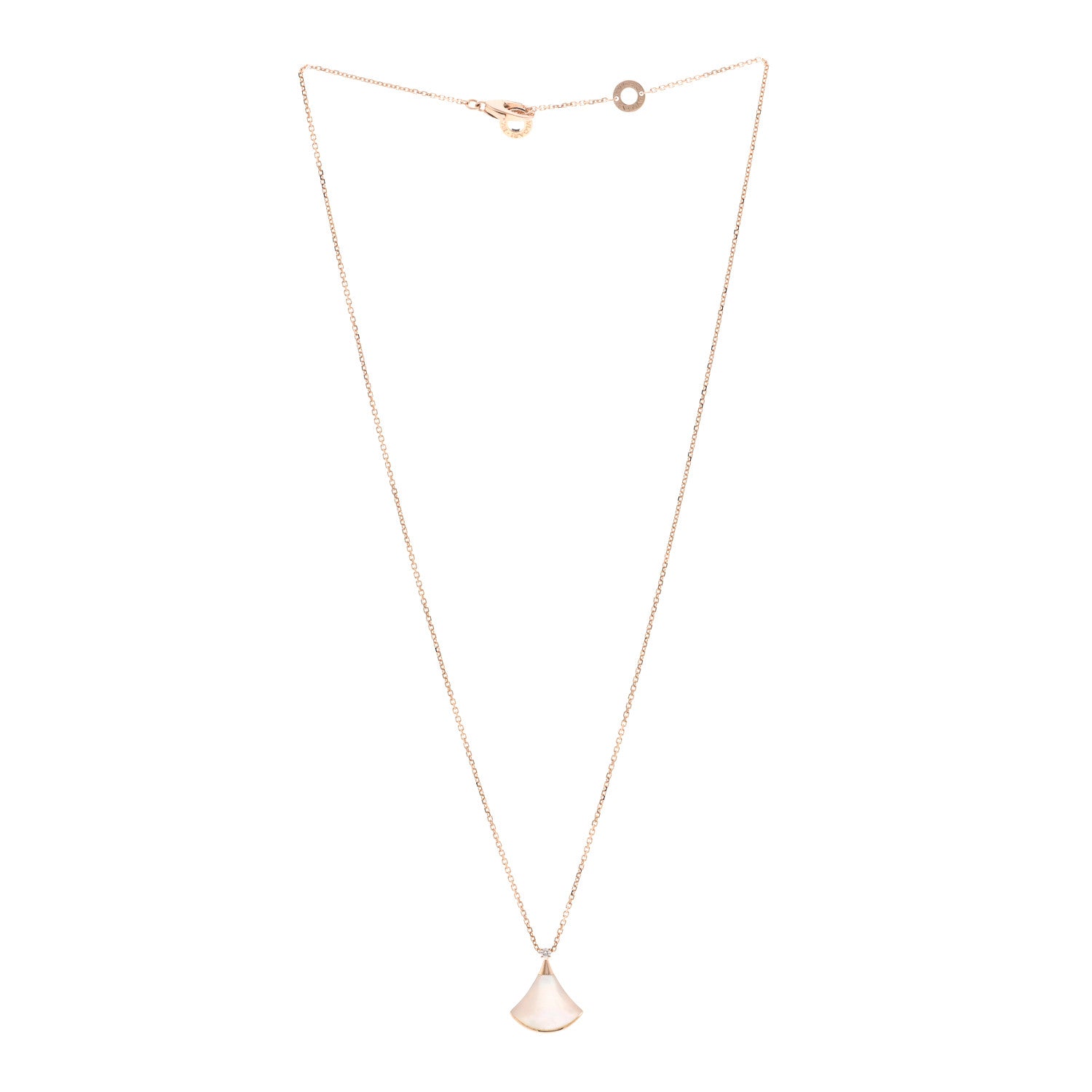 Bulgari 18K Rose Gold Diamond Mother of Pearl Small Divas' Dream Pendant Necklace 3 of 4