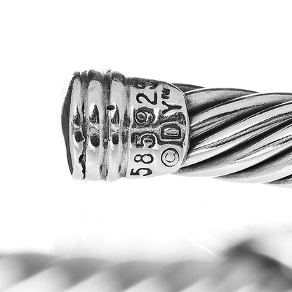 David Yurman Sterling Silver 14K White Gold Pave Diamond 5mm X Cable Bracelet 4 of 5