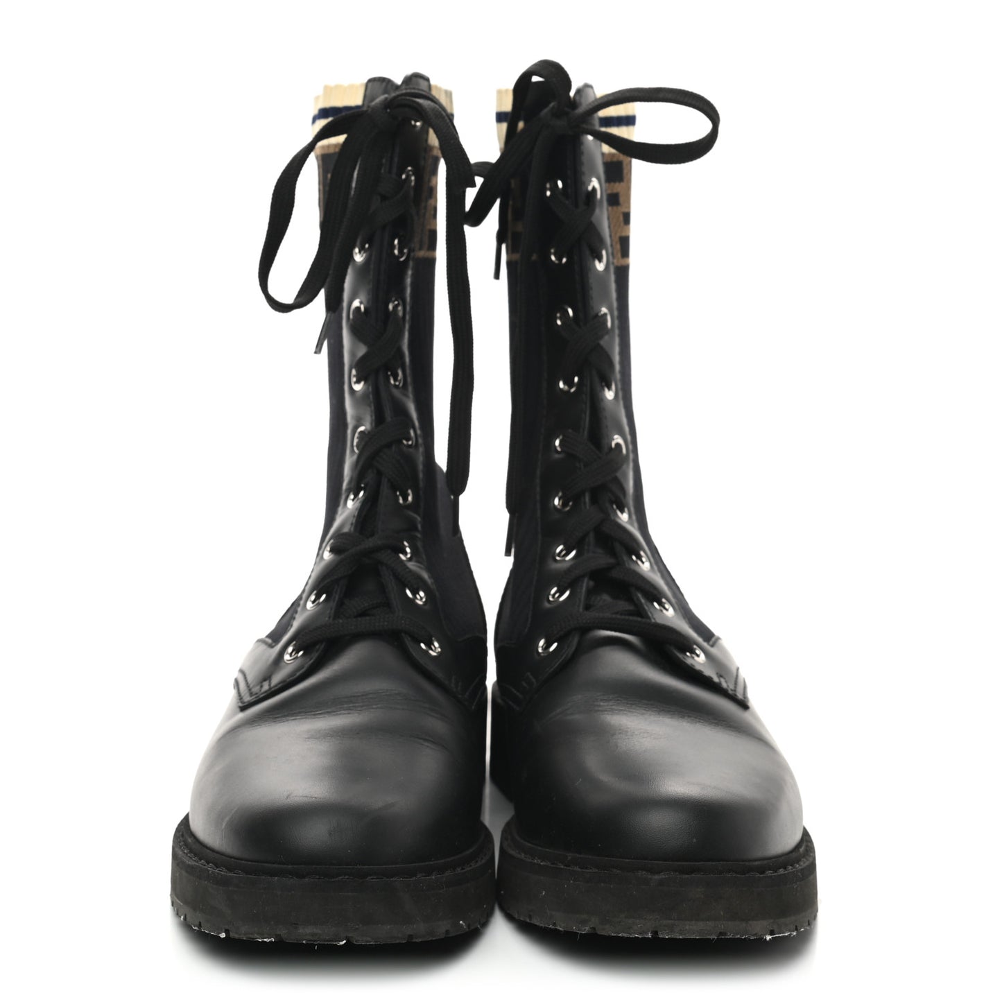 Calfskin Stretch Fabric Rockoko Biker Boots 41 Tobacco Black Marino