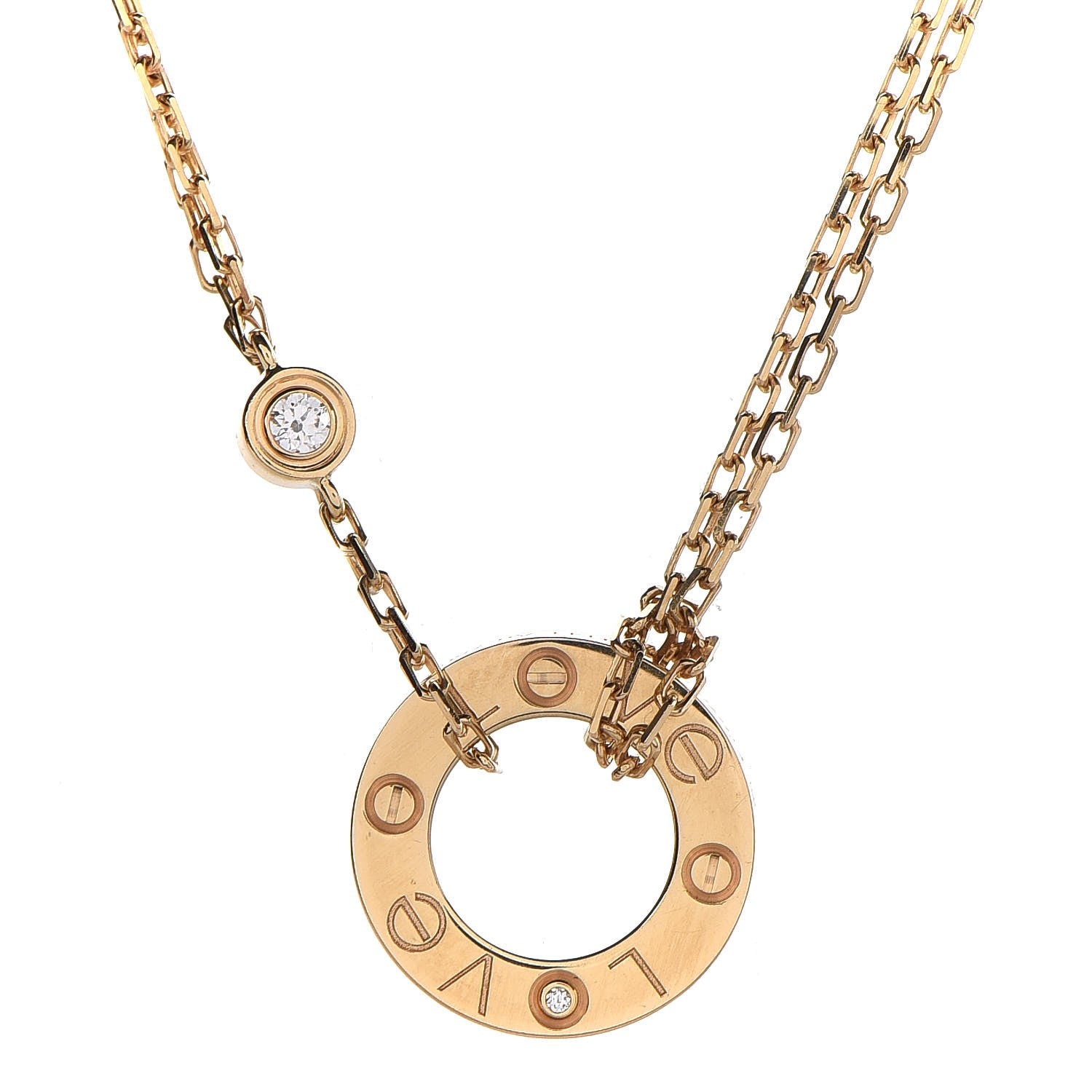 Cartier 18K Yellow Gold 2 Diamond LOVE Necklace 4 of 8