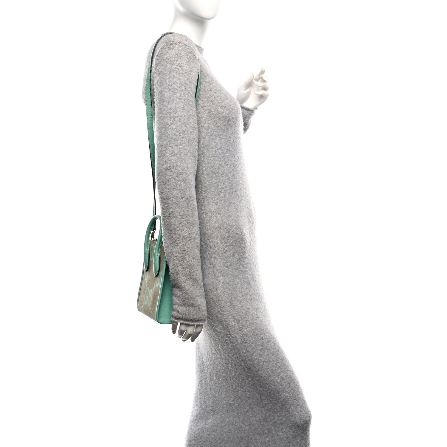 Gucci Monogram Jumbo GG Textured Dollar Calfskin Mini Tote Bag Pepperlight Mint 2 of 11
