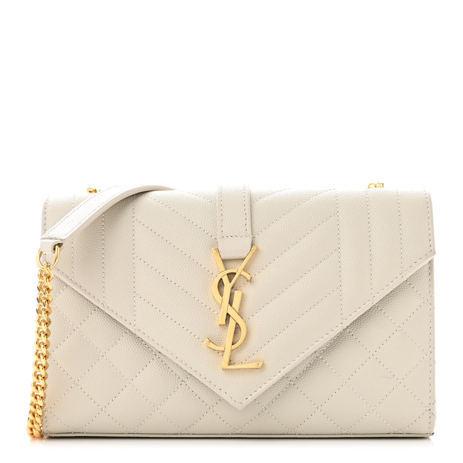 Saint Laurent Grain De Poudre Textured Mixed Matelasse Triquilt Small Monogram Satchel Crema Soft 1 of 12