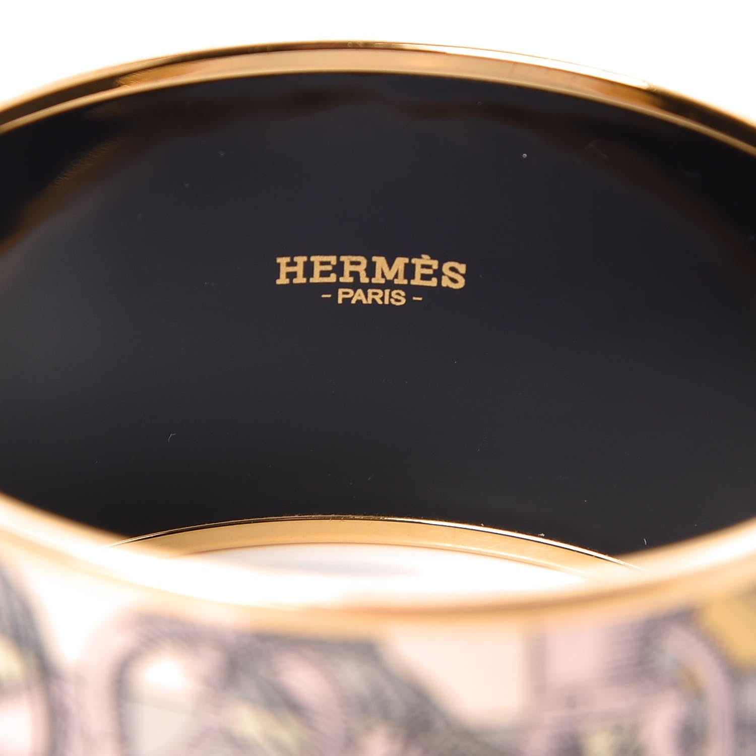 Hermes Enamel Printed Della Cavalleria Extra Wide Bracelet 62 Gold 4 of 5
