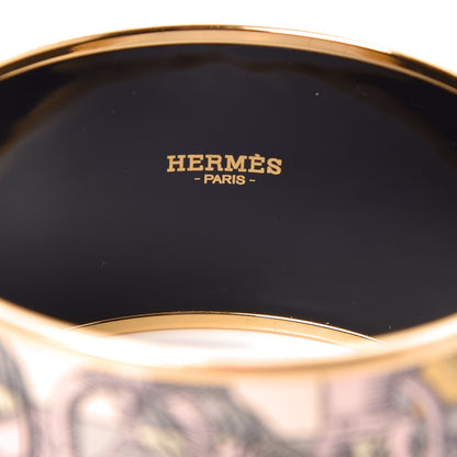 Hermes Enamel Printed Della Cavalleria Extra Wide Bracelet 62 Gold 4 of 5