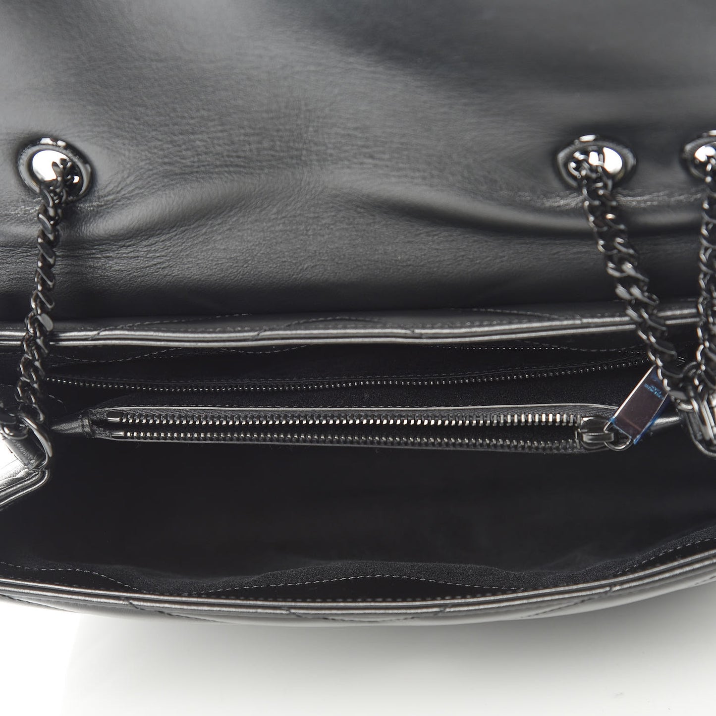 Calfskin Y Quilted Monogram Medium Loulou Chain Satchel Black