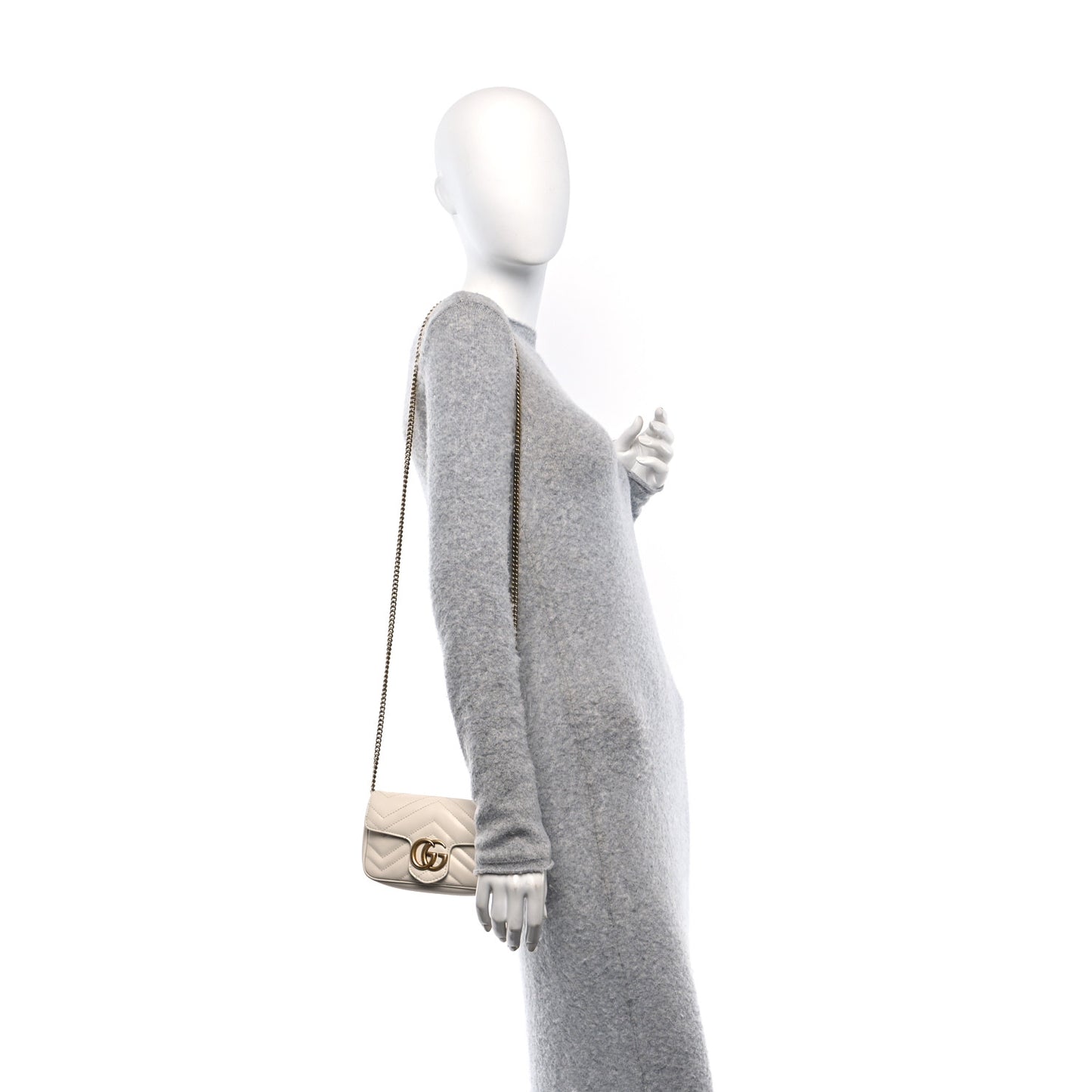 Calfskin Matelasse Super Mini GG Marmont Shoulder Bag White