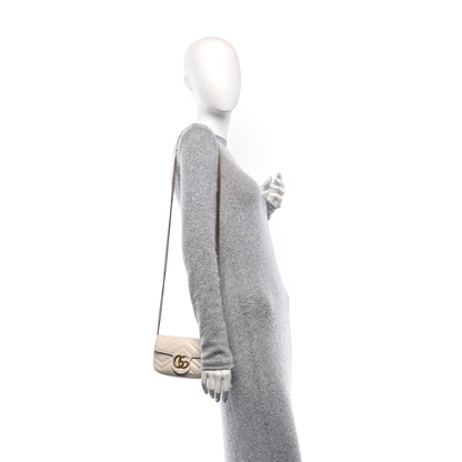 Gucci Calfskin Matelasse Super Mini GG Marmont Shoulder Bag White 3 of 10