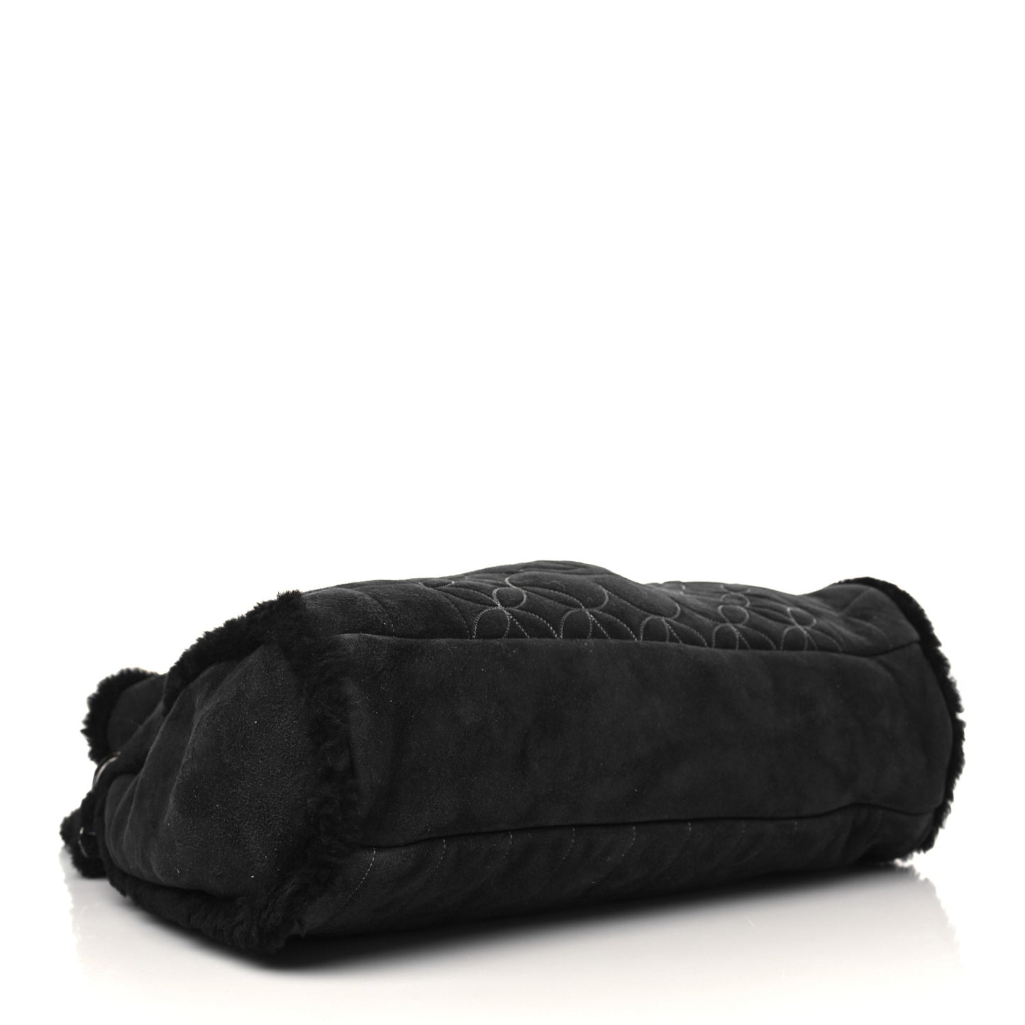 Shearling Suede Stitched CC Tote Black