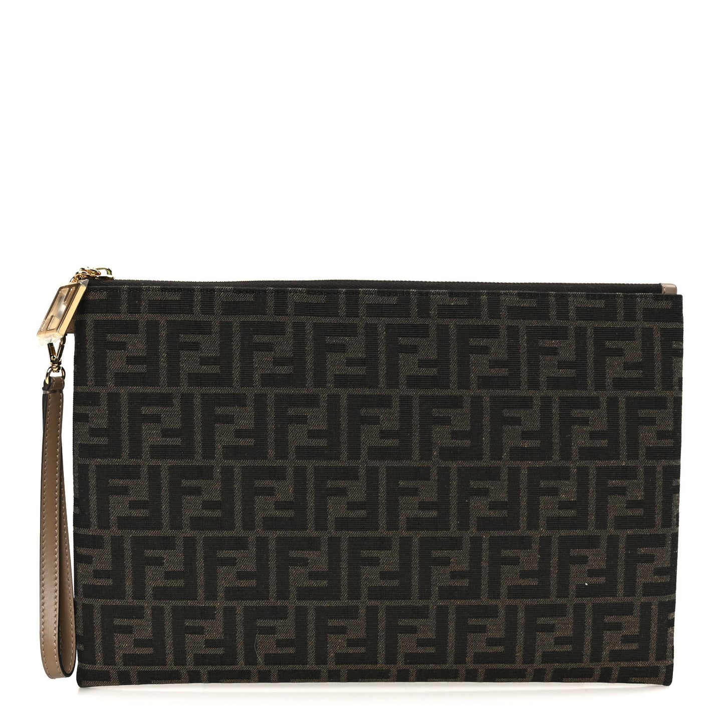 Fabric Jacquard FF Large Flat Pouch Tobacco Moro Sand