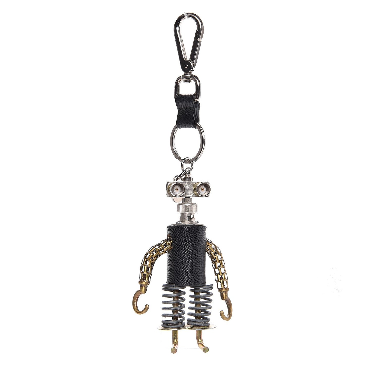 Saffiano Robot Edward Hook Trick Keychain Black