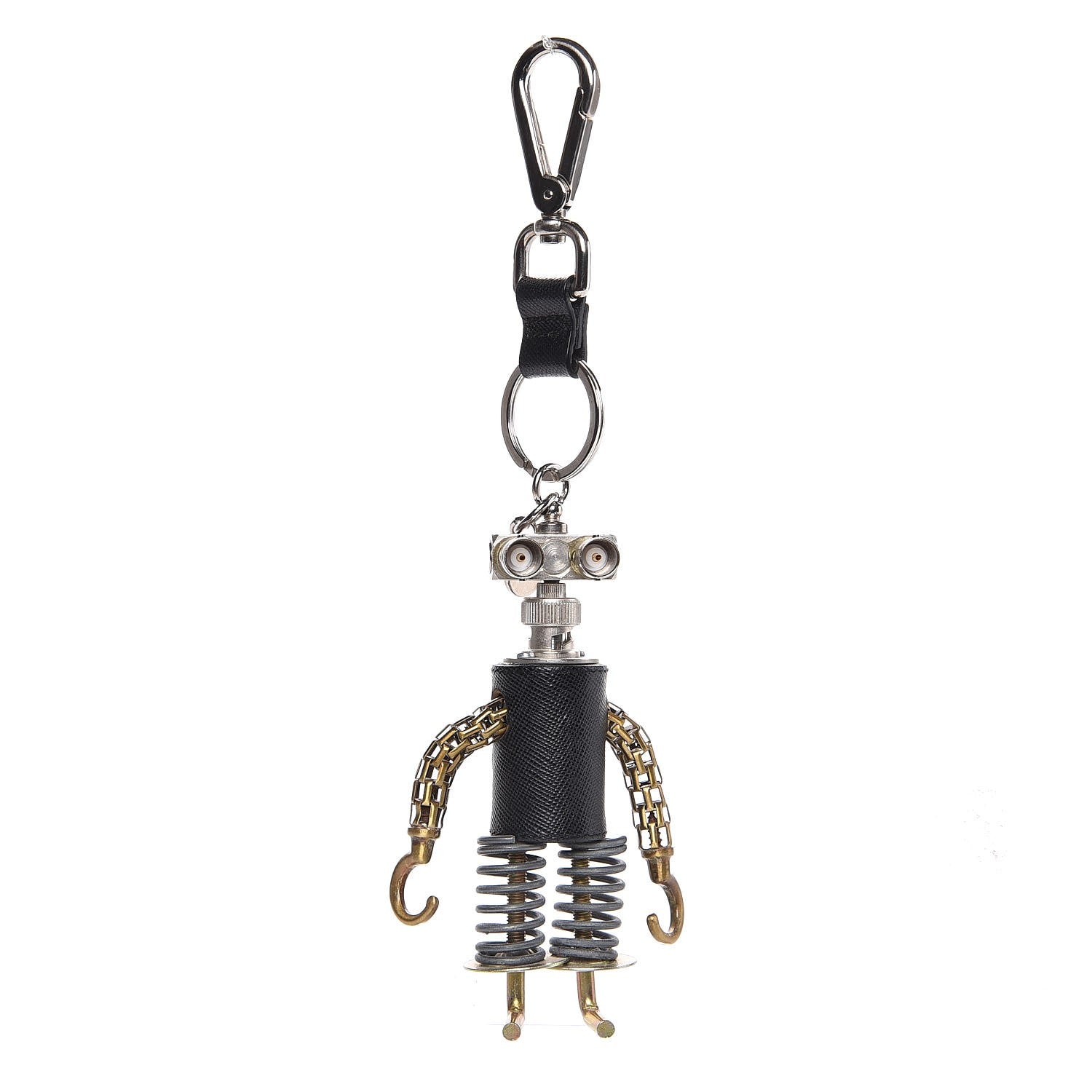 Prada Saffiano Robot Edward Hook Trick Keychain Black 1 of 6
