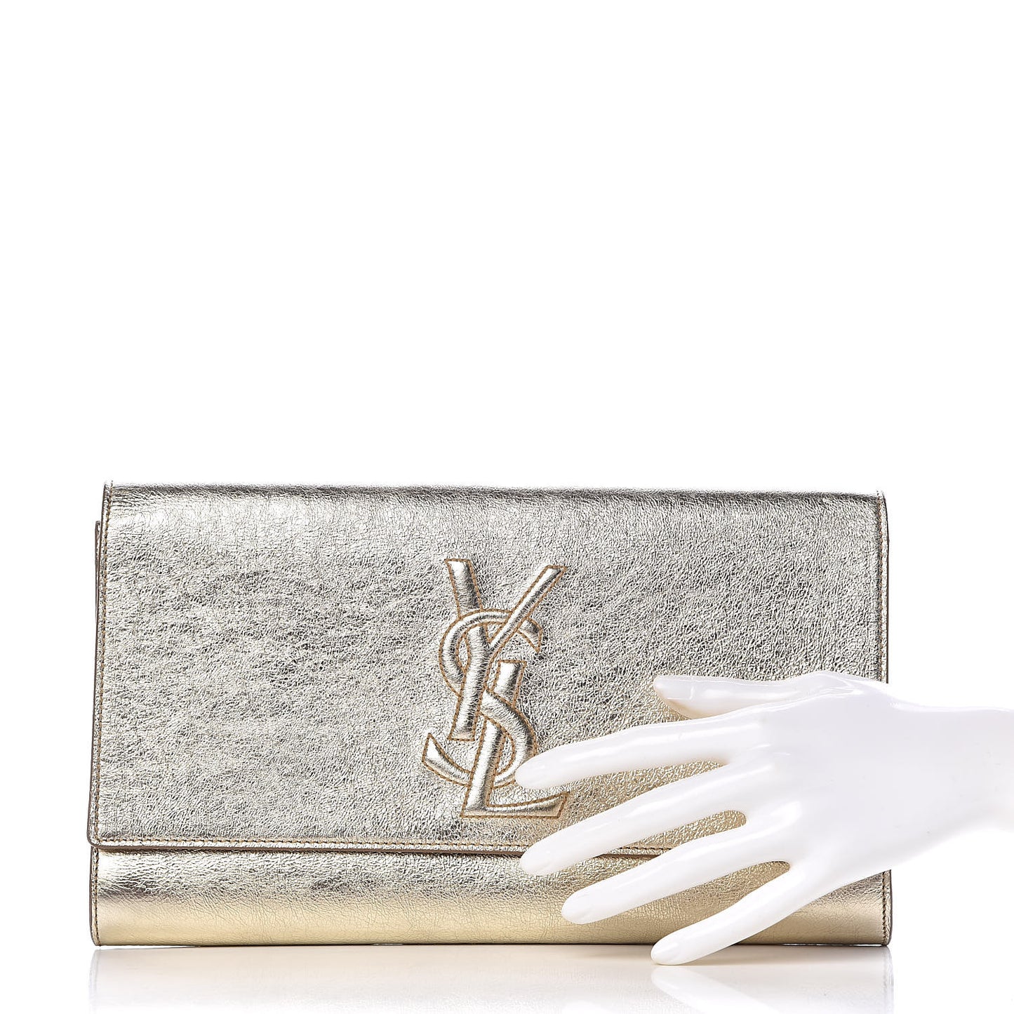 Metallic Calfskin Large Belle De Jour Clutch Gold