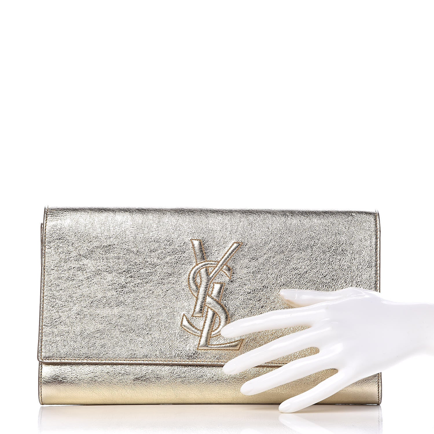 Saint Laurent Metallic Calfskin Large Belle De Jour Clutch Gold 2 of 8