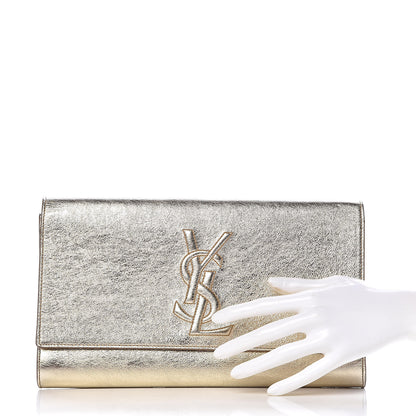 Saint Laurent Metallic Calfskin Large Belle De Jour Clutch Gold 2 of 8