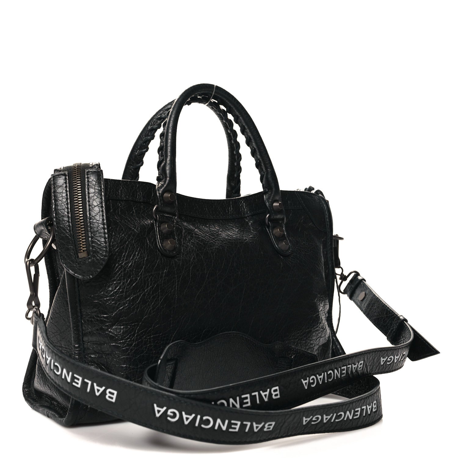 Balenciaga Agneau Classic Hardware S City Logo Strap Black White 4 of 11